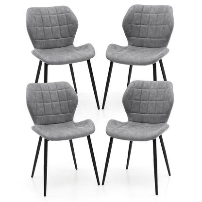 Dining Chairs Set of 2 with Padded Back Metal Legs and Adjustable Foot Pads
