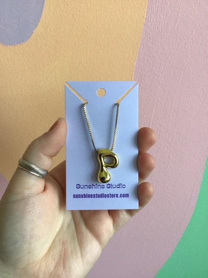 Bubble Letter Initial Necklace