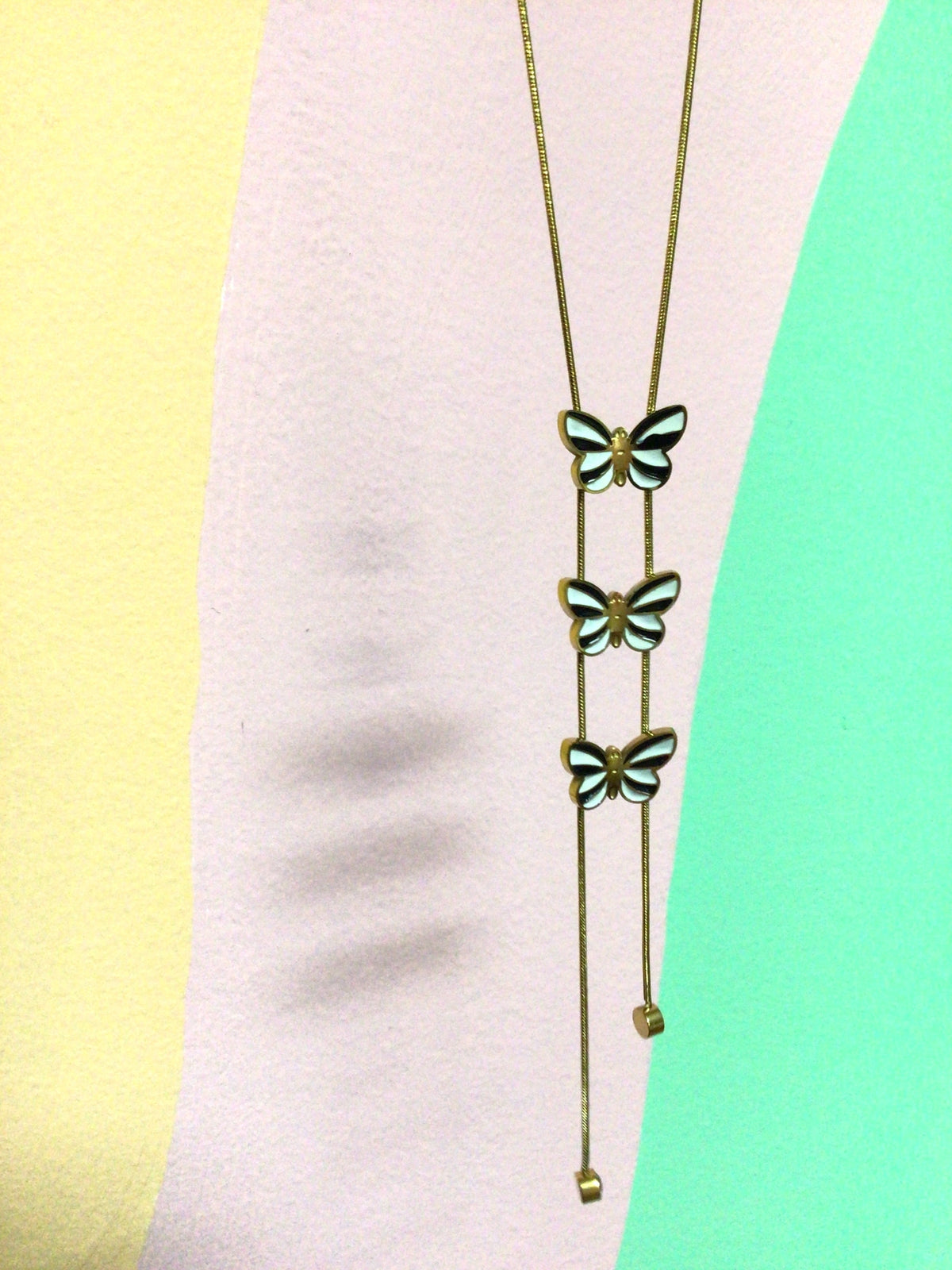 Titanium Butterfly Bolo Trio Necklace