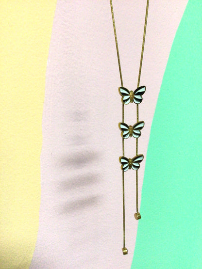 Titanium Butterfly Bolo Trio Necklace