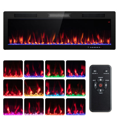 Electric Fireplace 40/50/60 Inches Recessed and Wall Mounted for 2' x 6' Stud