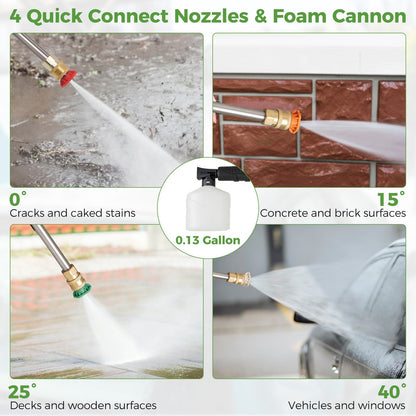 2150PSI Electric Pressure Washer 1.2GPM with 4 Quick Connect Nozzles and Foam Cannon