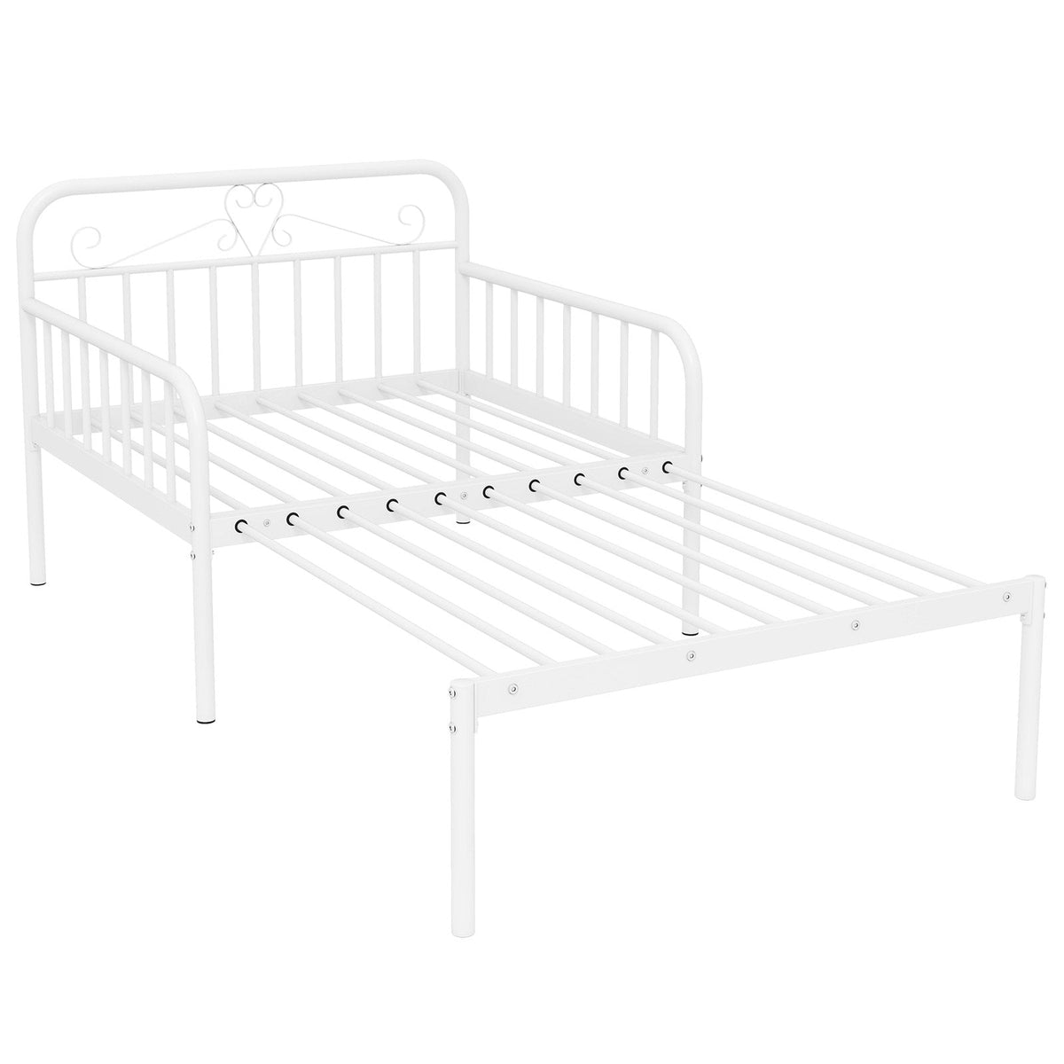 Extendable Metal Daybed to Twin Size Bed with Guardrails and Armrests