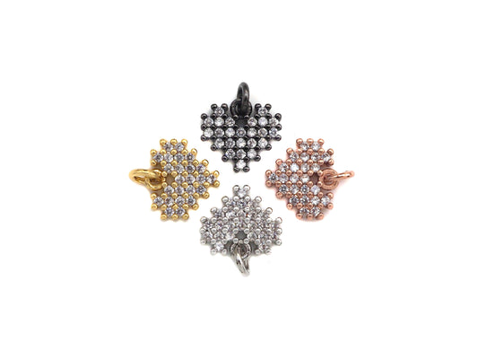 CZ Micro Pave Heart/Leaf Shaped Pendant/Charm, Clear Cubic Z