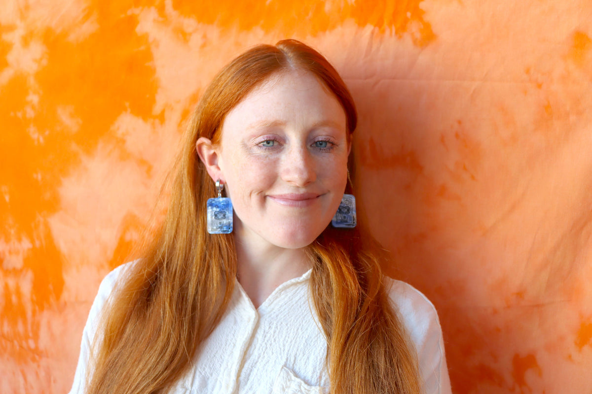Blue Marble Zodiac Earrings