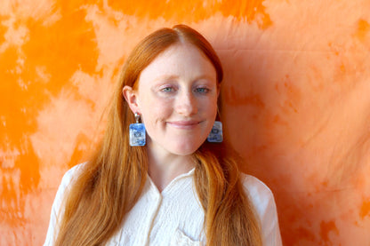 Blue Marble Zodiac Earrings