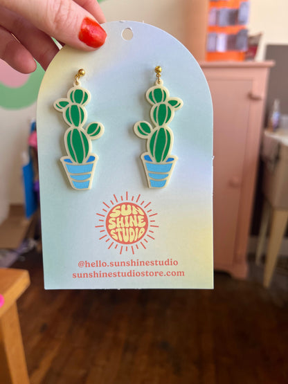 Cactus in plant Pot acrylic earrings