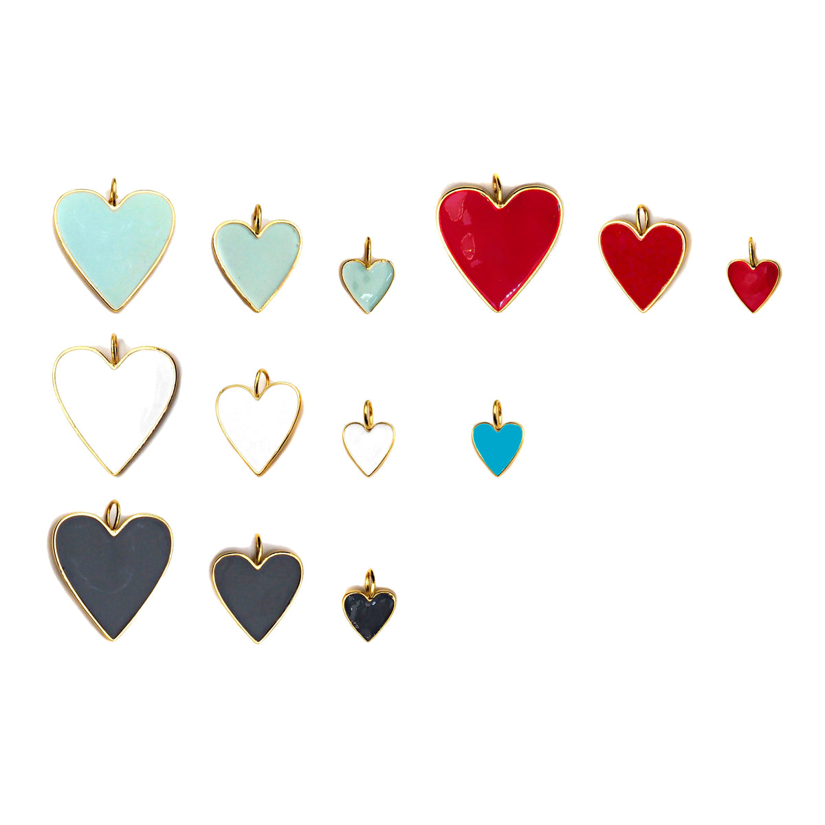 Black White Red Blue Enamel Heart Pendant, Sku#FH30