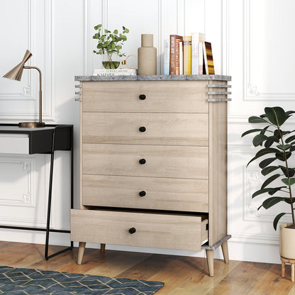 Farmhouse Chest Dresser of Drawers Tall Storage Organizer-Grey