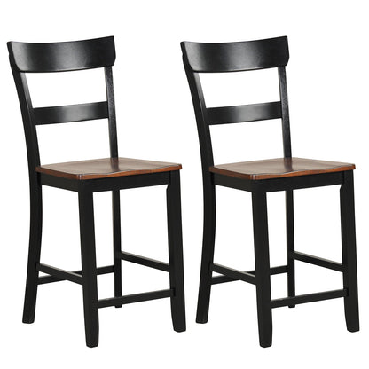 Farmhouse Dining Bar Stool Set of 2 with Solid Rubber Wood Frame