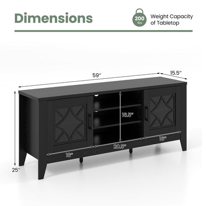 Farmhouse TV Stand for TVs Up to 65 Inches 4 Adjustable Shelves