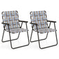 2 Pieces Folding Beach Chair Camping Lawn Webbing Chair