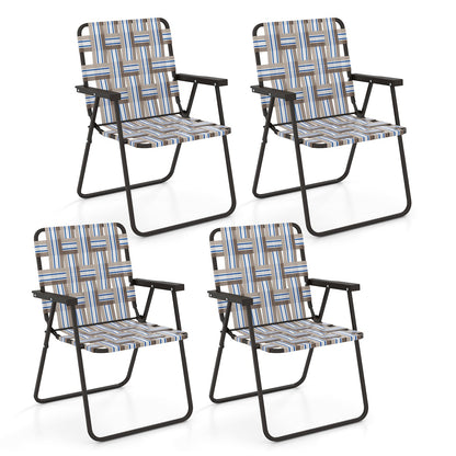 2 Pieces Folding Beach Chair Camping Lawn Webbing Chair