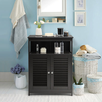 Wood Freestanding Bathroom Storage Cabinet with Double Shutter Door