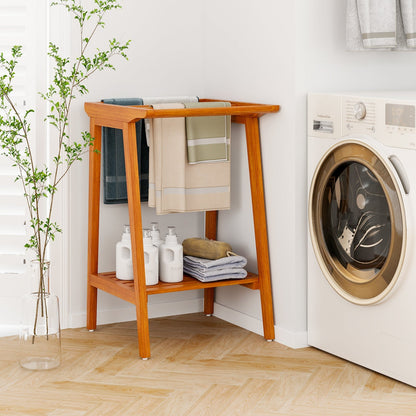 Freestanding Towel Rack with Storage Shelf for Bathroom