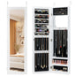 Full Length Mirror Jewelry Cabinet with Ring Slots and Necklace Hooks
