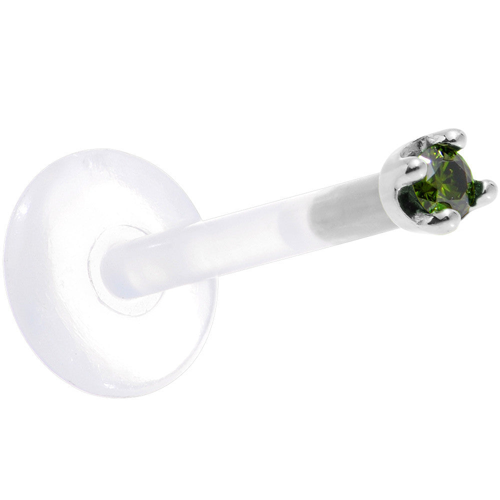 Solid 14K White Gold 1.5mm Genuine Green Diamond Bioplast Push in Monroe