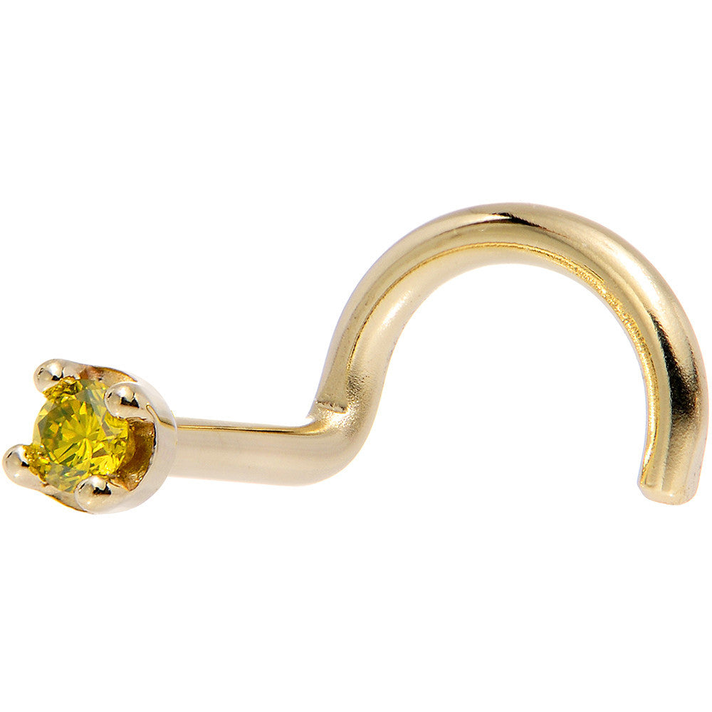 Solid 18K Yellow Gold 1.5mm Genuine Yellow Diamond Nose Ring
