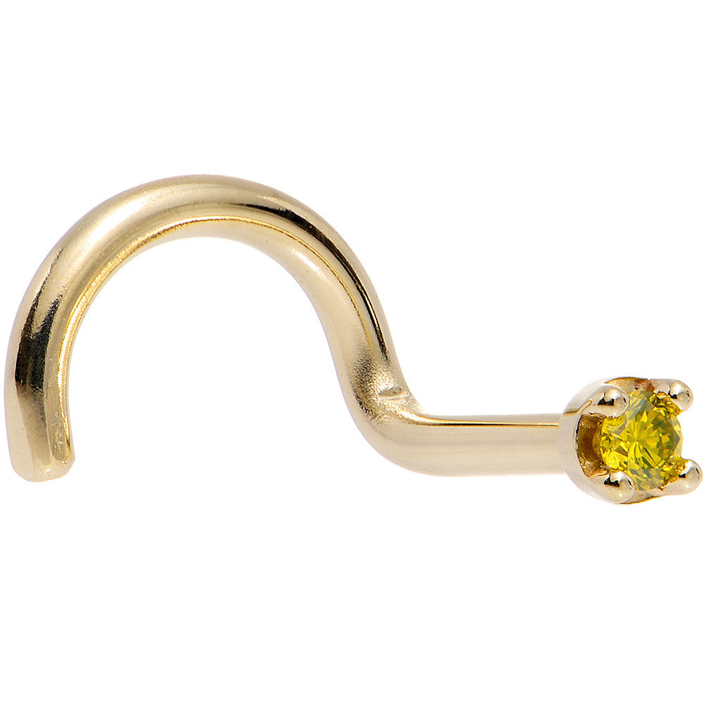 Solid 18K Yellow Gold 1.5mm Genuine Yellow Diamond Nose Ring