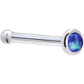 Solid 14K White Gold 2mm Dark Blue Synthetic Opal Nose Ring