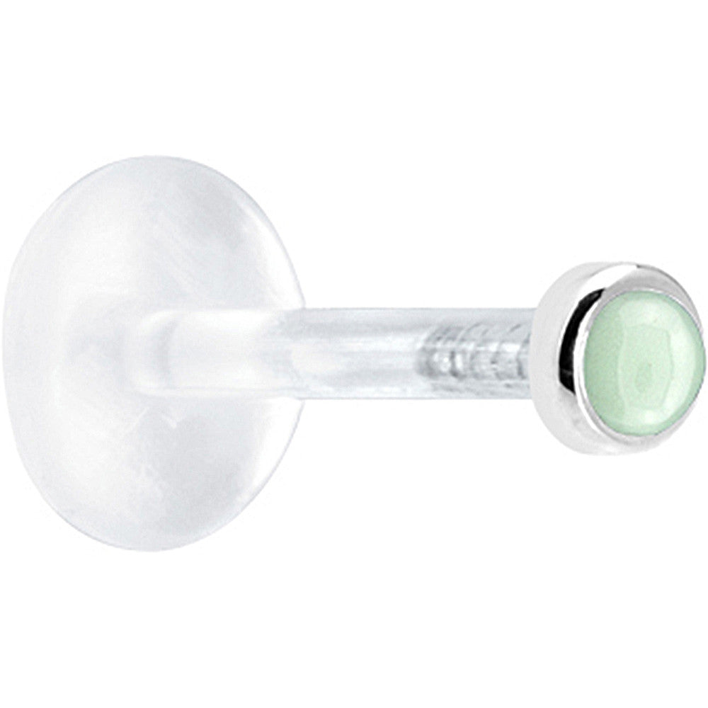 16G 1/4 Solid 14K White Gold 2mm Genuine Aventurine Quartz Bioplast Tragus Earring Stud