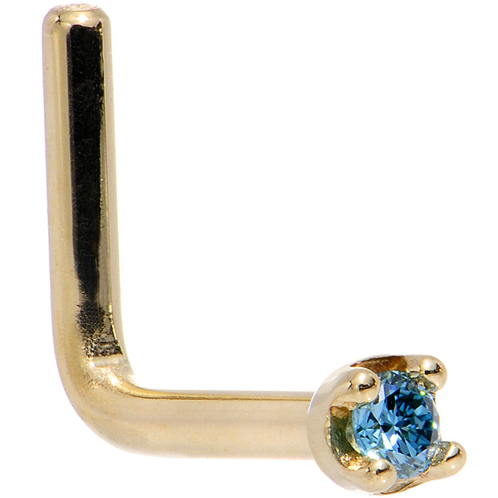 Solid 18K Yellow Gold 1.5mm Genuine Blue Diamond Nose Ring