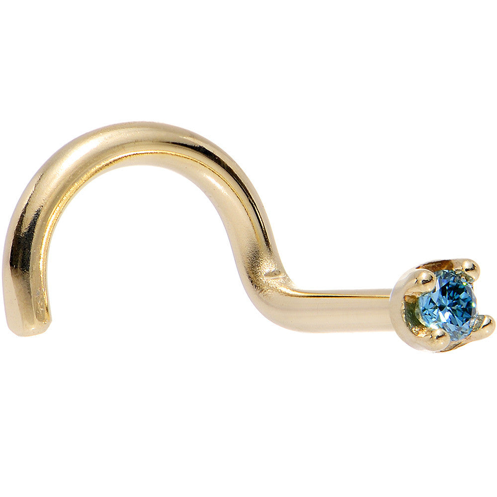 Solid 18K Yellow Gold 1.5mm Genuine Blue Diamond Nose Ring