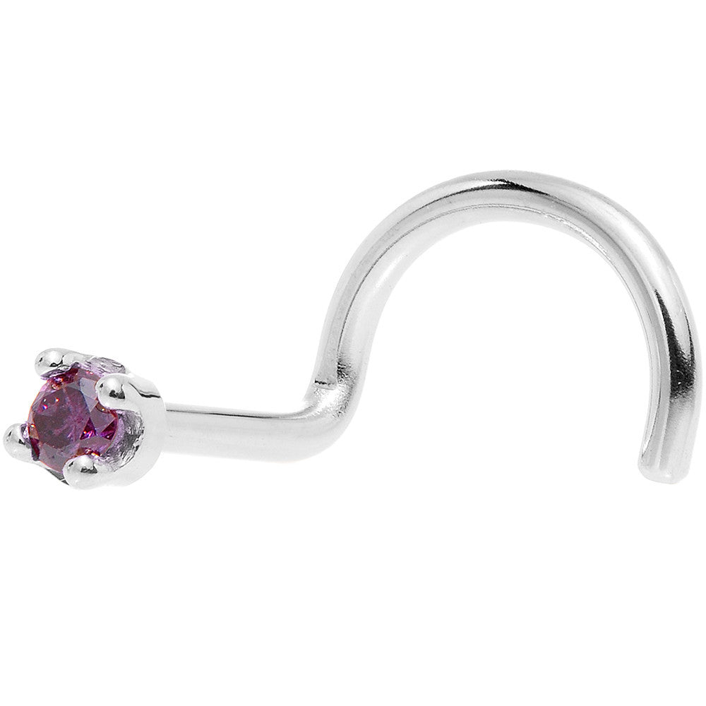 Solid 18K White Gold 1.5mm Genuine Purple Diamond Nose Ring
