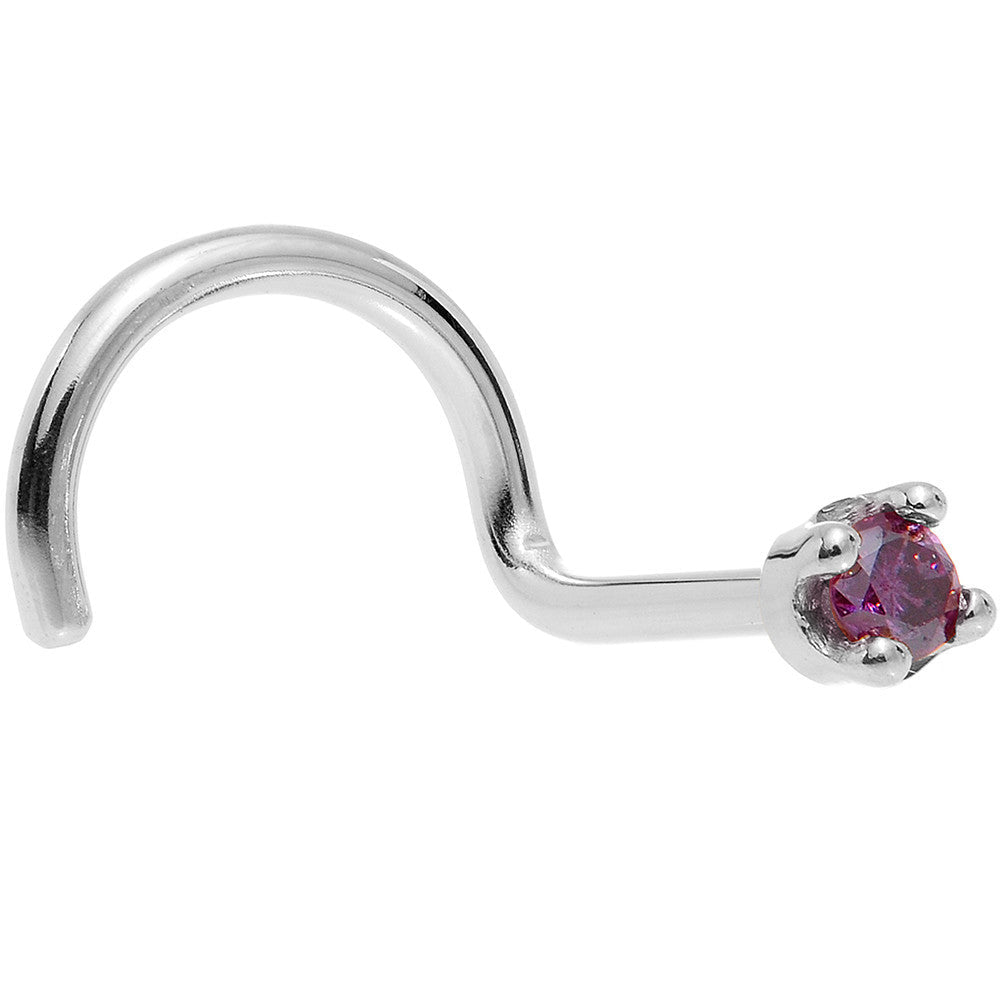 Solid 18K White Gold 1.5mm Genuine Purple Diamond Nose Ring