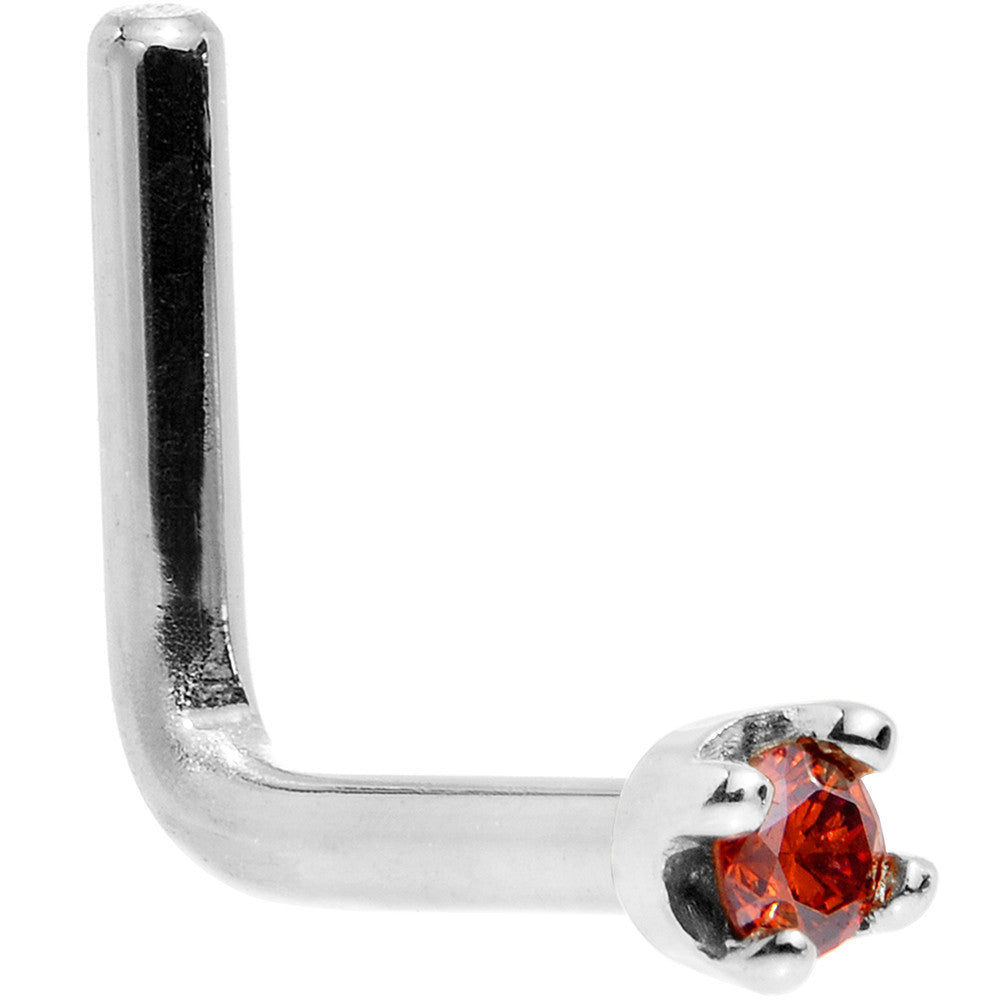 Solid 14K White Gold 1.5mm Genuine Red Diamond Nose Ring