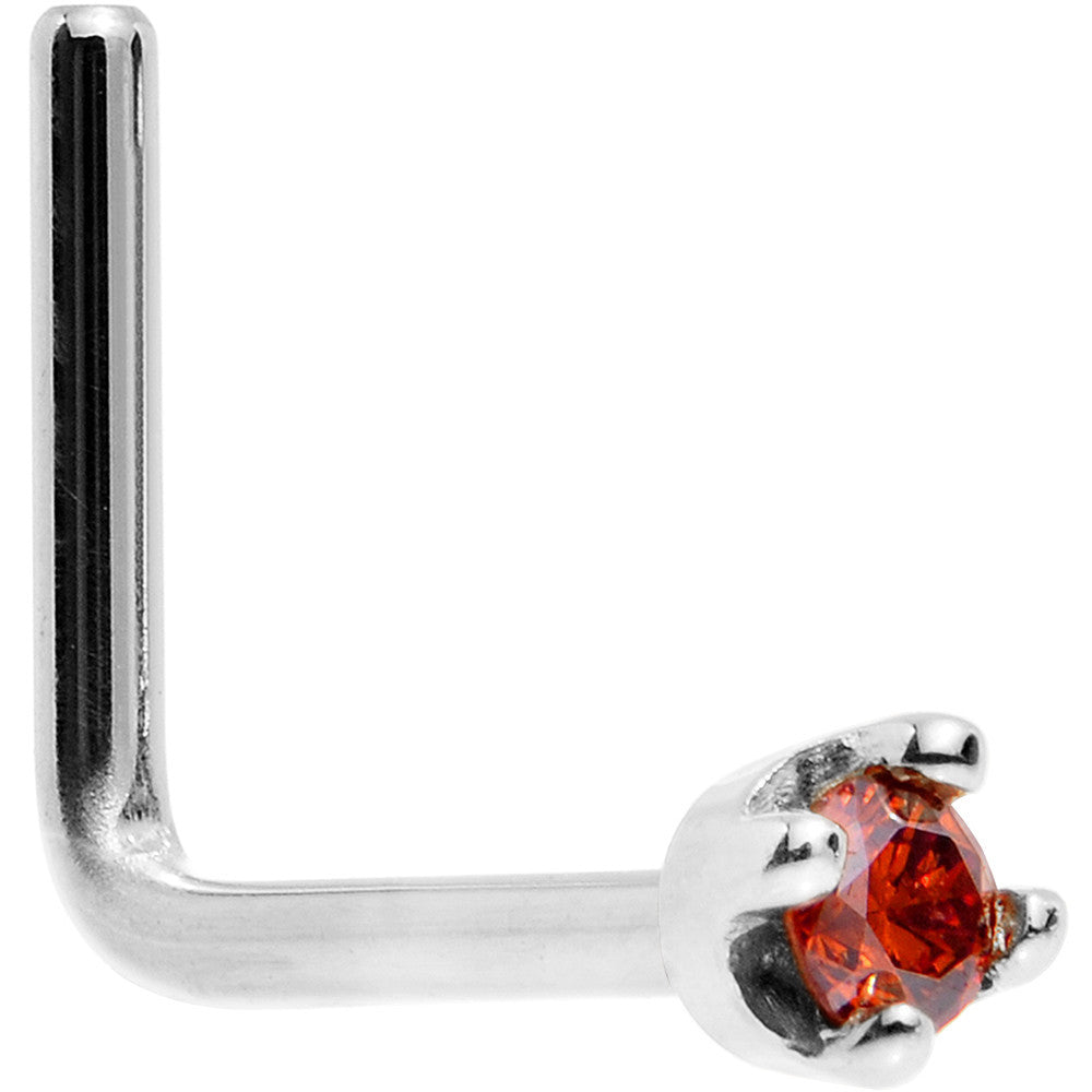 Solid 18K White Gold 1.5mm Genuine Red Diamond Nose Ring
