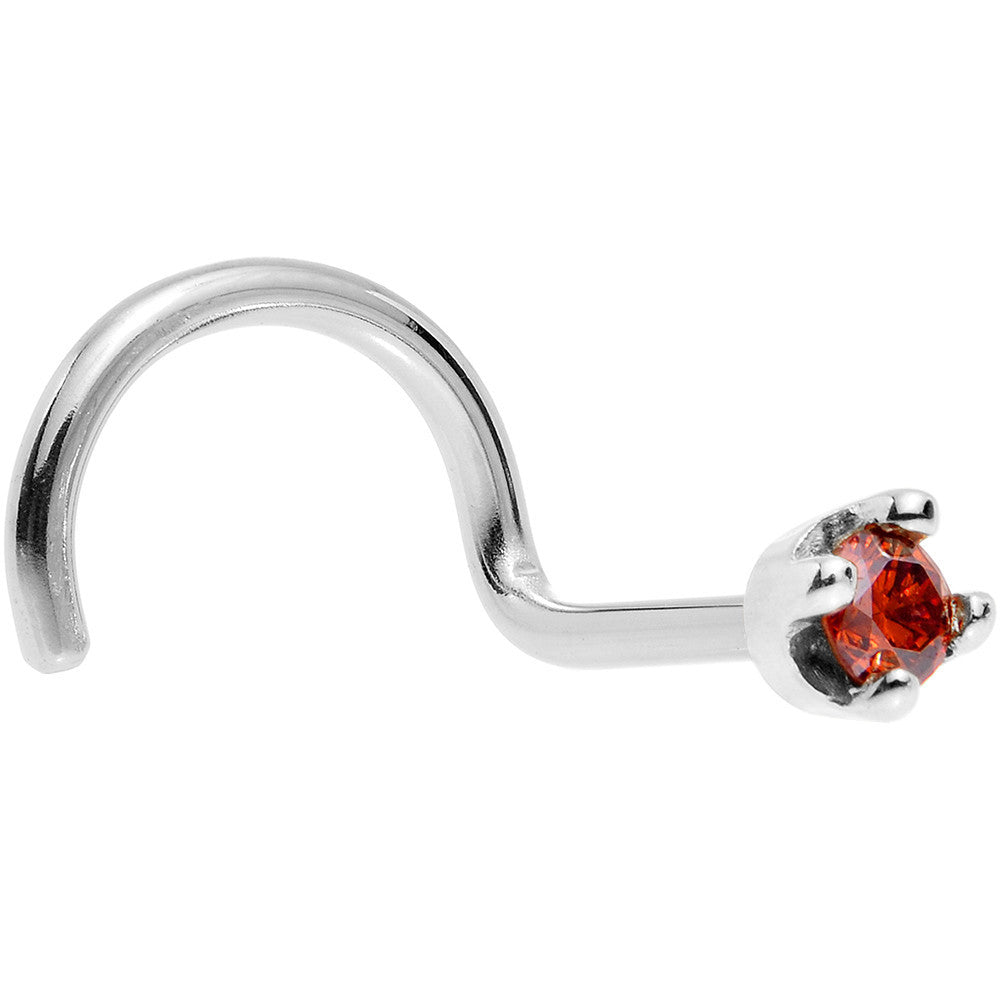 Solid 18K White Gold 1.5mm Genuine Red Diamond Nose Ring