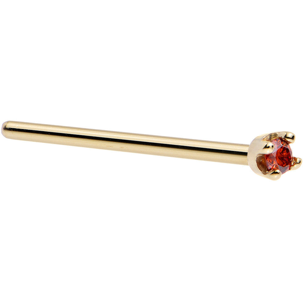Solid 18K Yellow Gold 1.5mm Genuine Red Diamond Nose Ring
