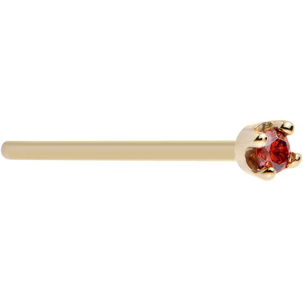 Solid 18K Yellow Gold 1.5mm Genuine Red Diamond Nose Ring
