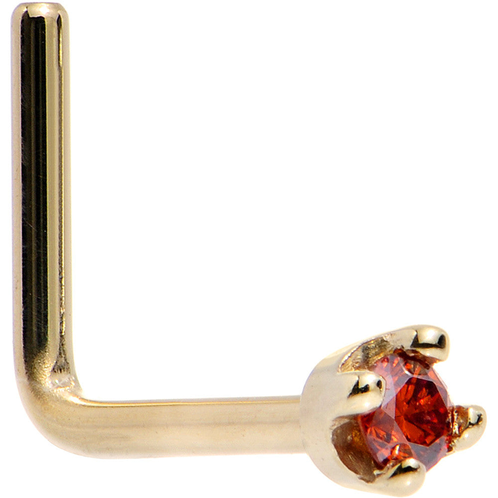 Solid 18K Yellow Gold 1.5mm Genuine Red Diamond Nose Ring