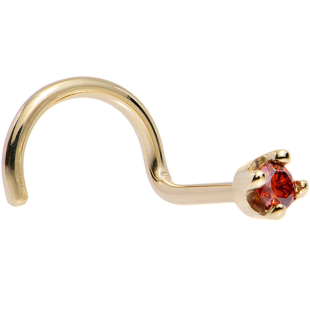 Solid 18K Yellow Gold 1.5mm Genuine Red Diamond Nose Ring