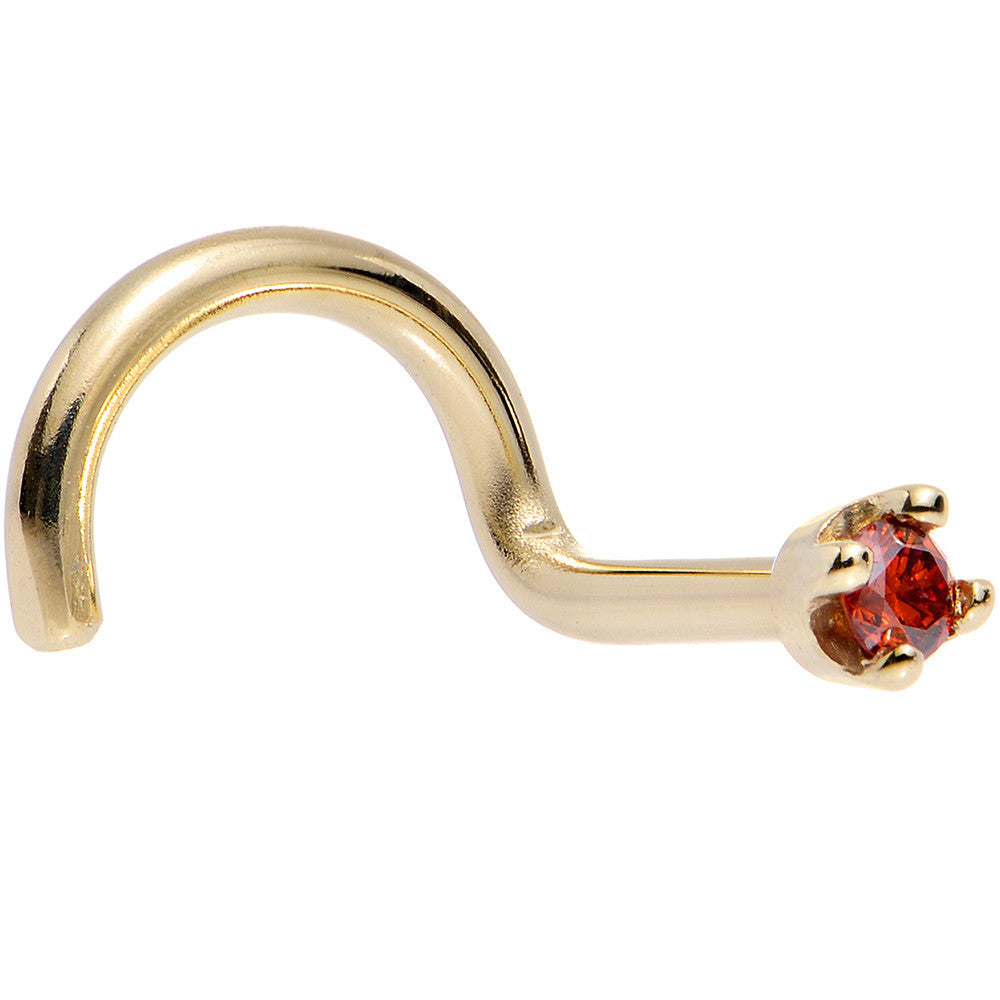 Solid 18K Yellow Gold 1.5mm Genuine Red Diamond Nose Ring
