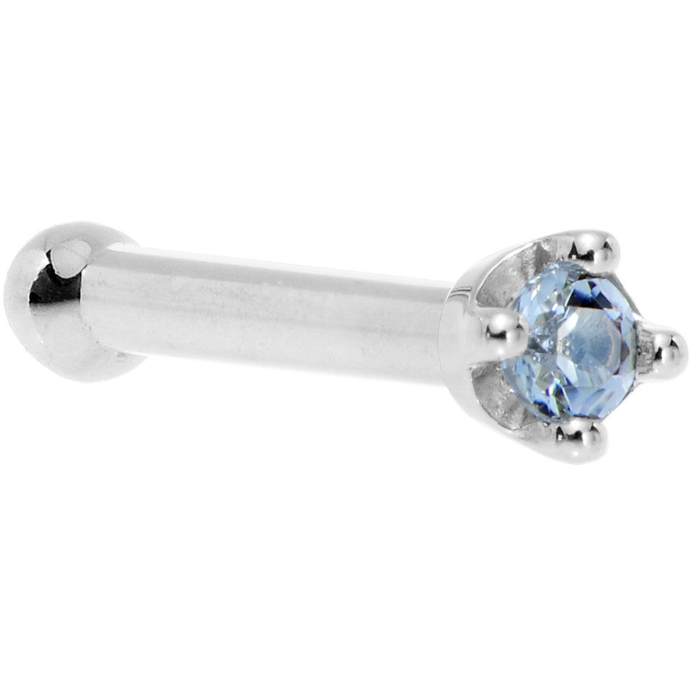 Solid 18K White Gold 1.5mm Genuine Topaz Nose Ring