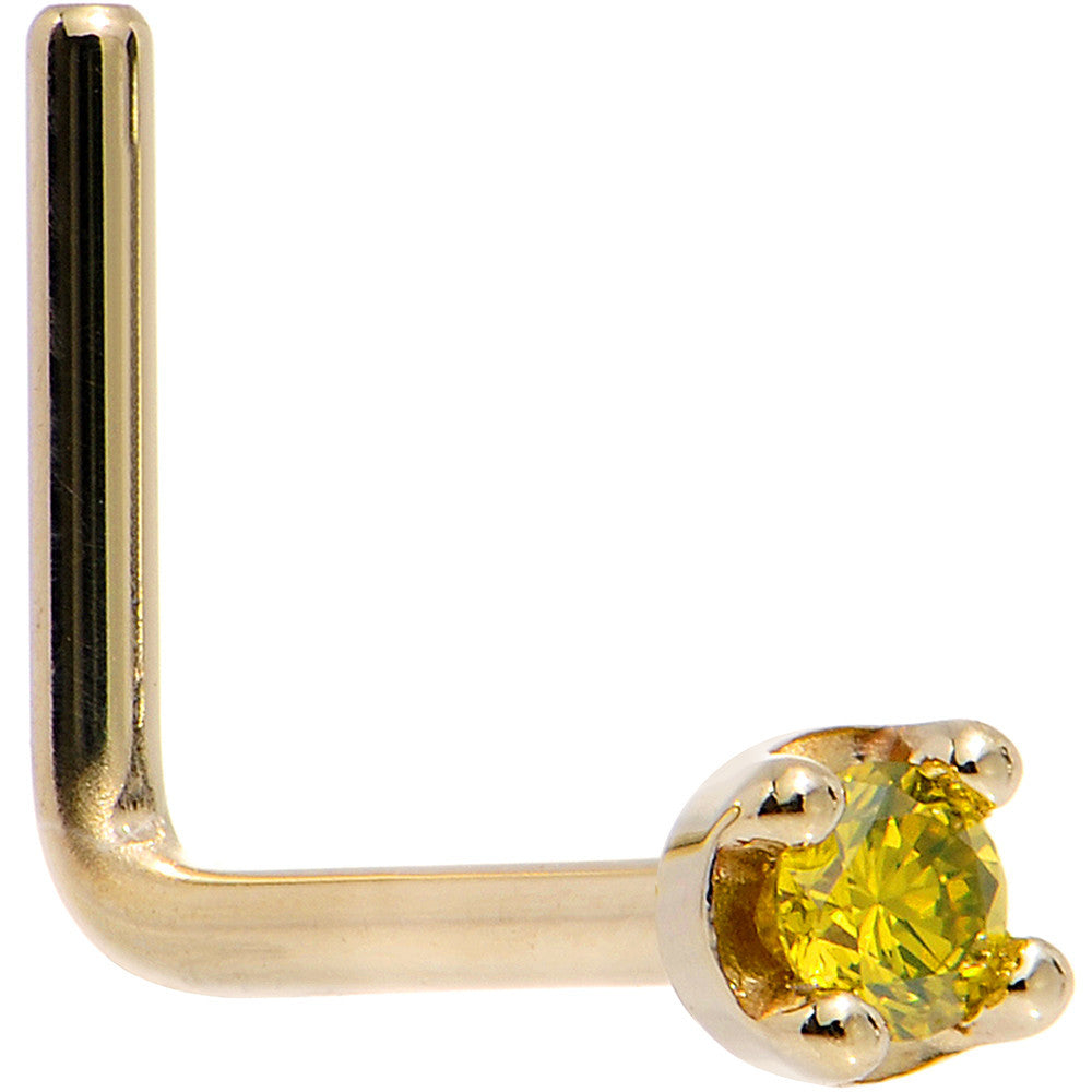 Solid 18K Yellow Gold 1.5mm Genuine Yellow Diamond Nose Ring