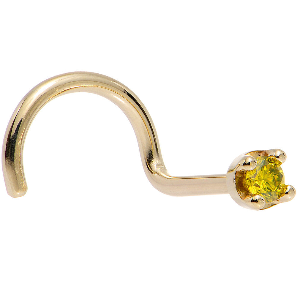 Solid 18K Yellow Gold 1.5mm Genuine Yellow Diamond Nose Ring