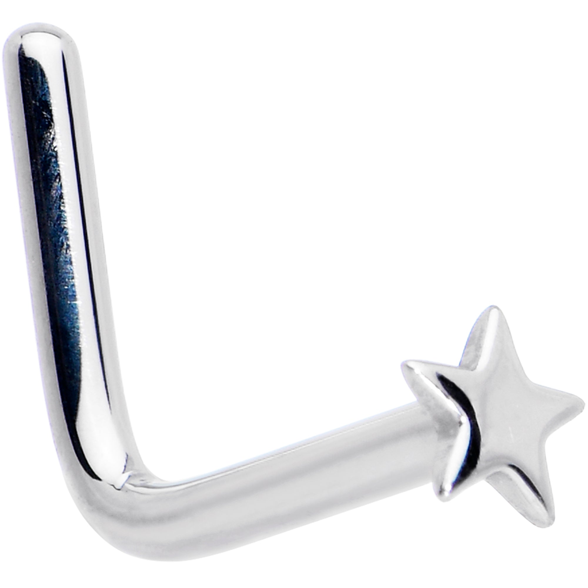 Solid 14K White Gold Star Nose Ring