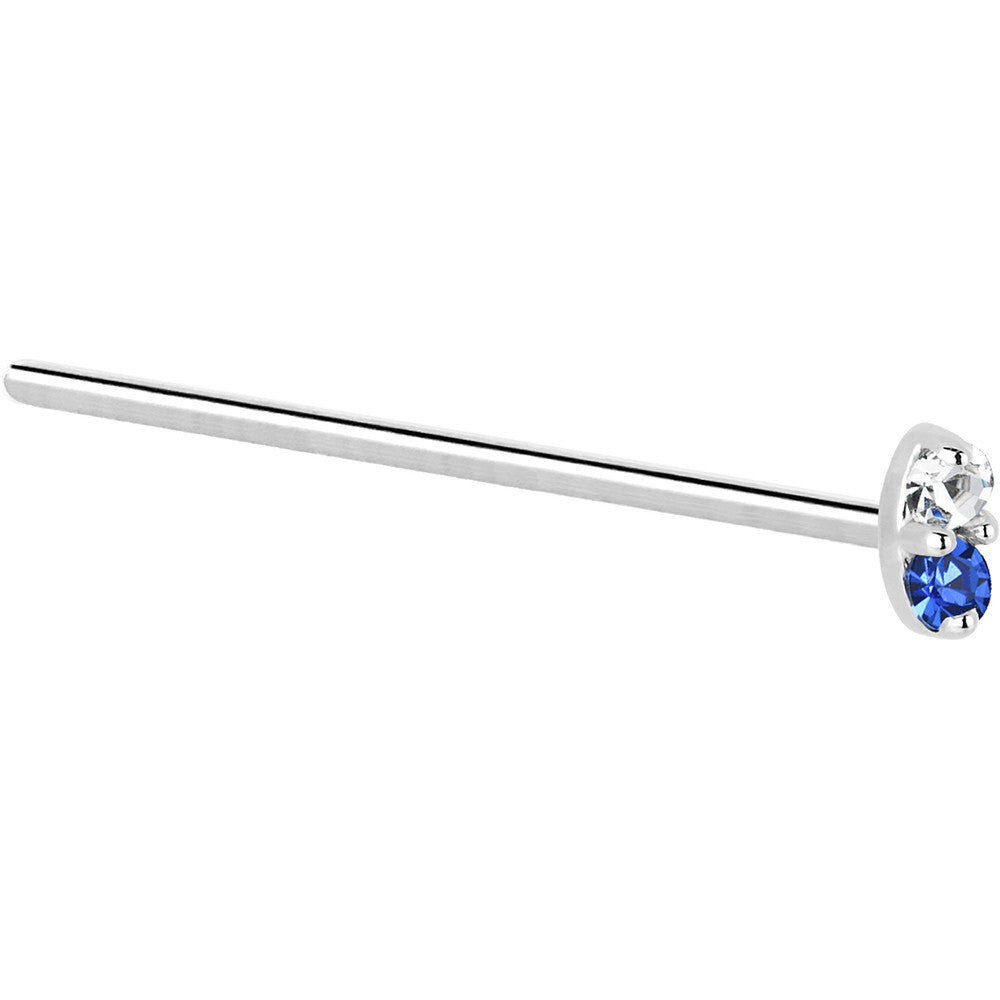 14k White Gold 1.5mm Genuine Blue Sapphire Diamond Marquise Nose Ring