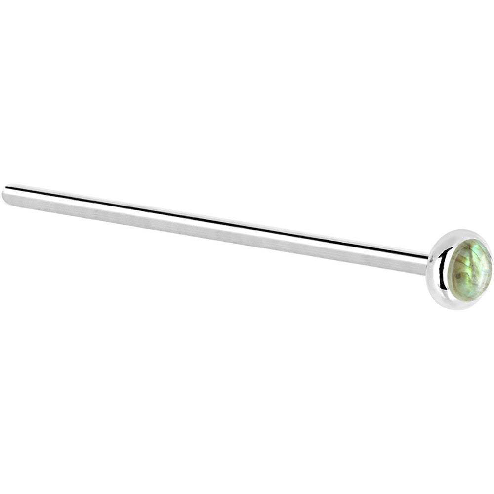 Solid 14K White Gold 2mm Labradorite Nose Ring