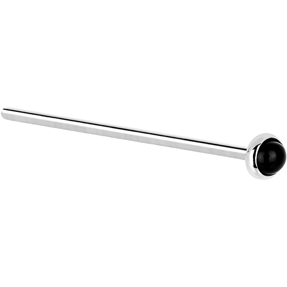 Solid 14K White Gold 2mm Onyx Nose Ring
