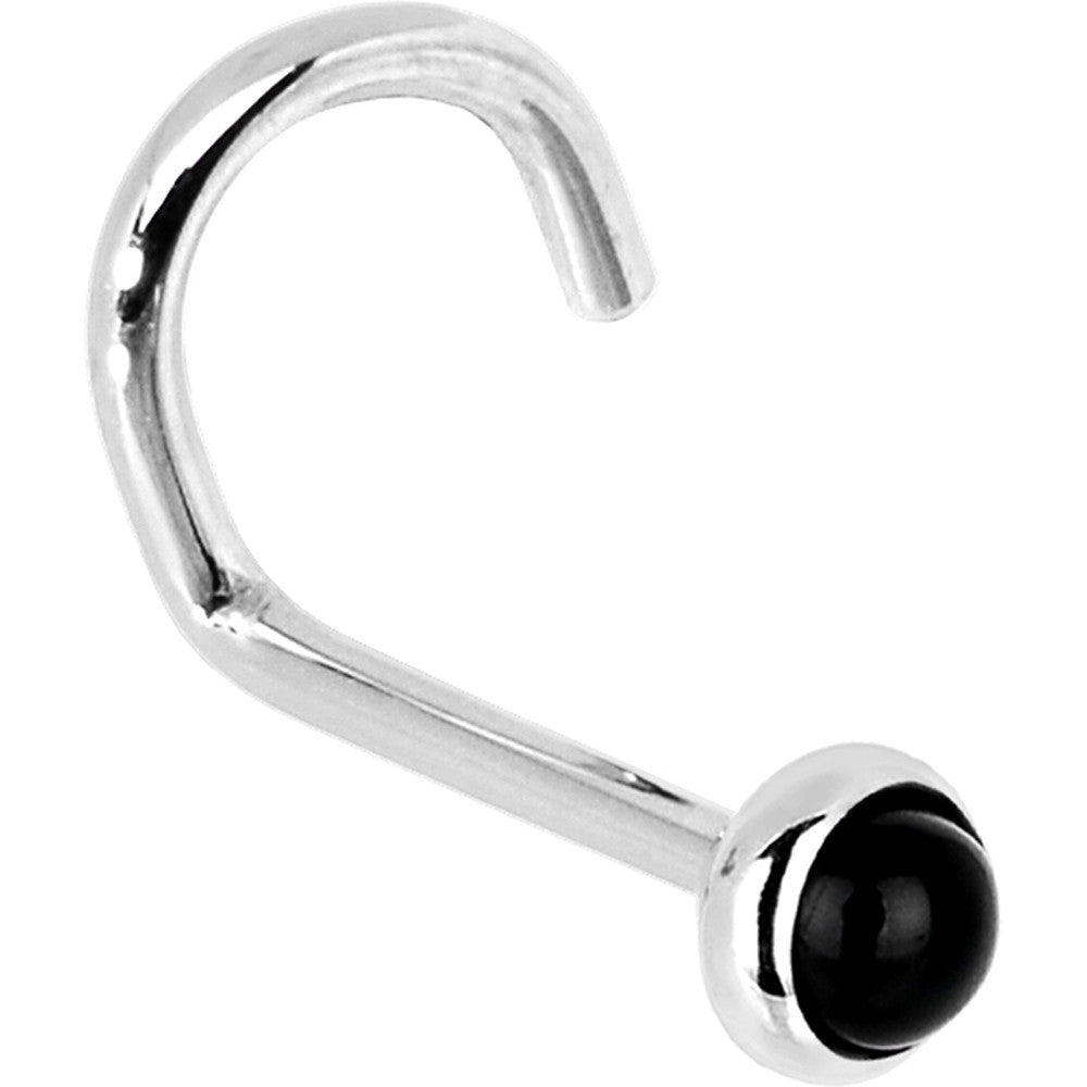 Solid 14K White Gold 2mm Onyx Nose Ring