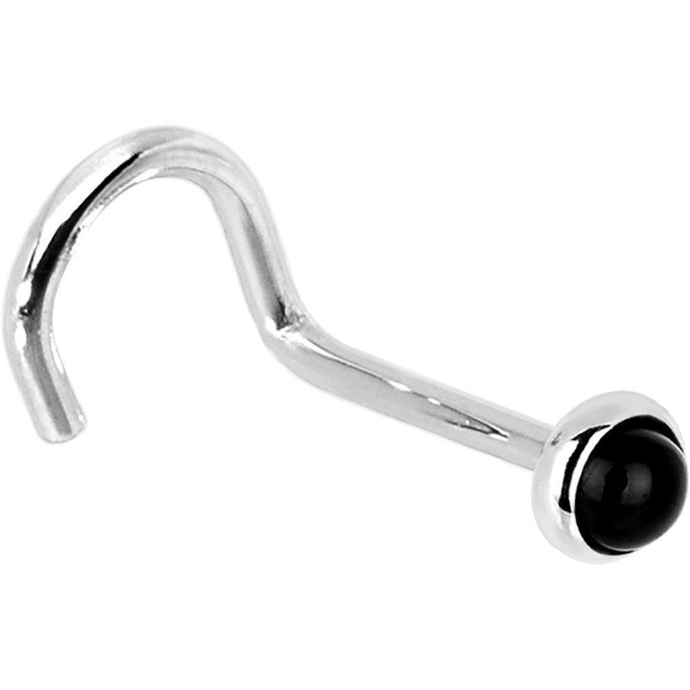 Solid 14K White Gold 2mm Onyx Nose Ring