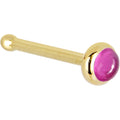 Solid 14K Yellow Gold 2mm Pink Tourmaline Nose Ring