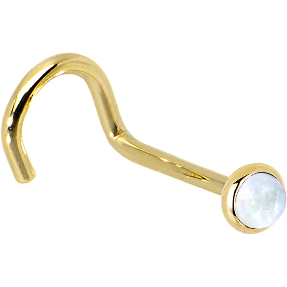 Solid 14K Yellow Gold 2mm Rainbow Moonstone Nose Ring