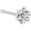Solid 14K White Gold Clear Cubic Zirconia Flower Nose Ring