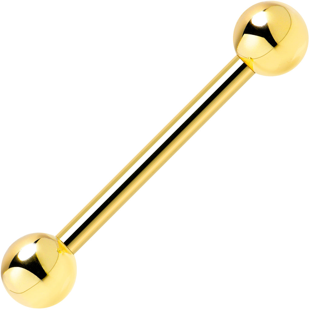 14k Solid Gold Ball Internally Threaded Barbell Tongue Ring